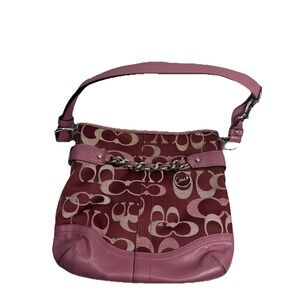 Coach Penelope Optic Monogram Swingpack F20502 Burgundy Chain Shoulder Bag